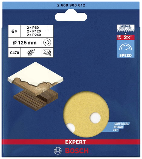 Bosch Accessories EXPERT C470 2608900812 Excenter csiszolópapír készlet Lyukas Szemcsézet 60, 120, 2 2. kép