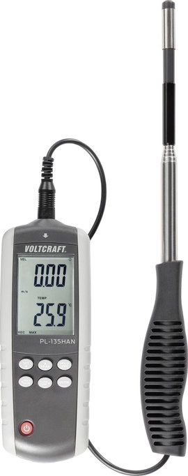 Anemométer, légáramlásmérő hőmérővel, USB csatlakozással, Voltcraft PL-135HAN
