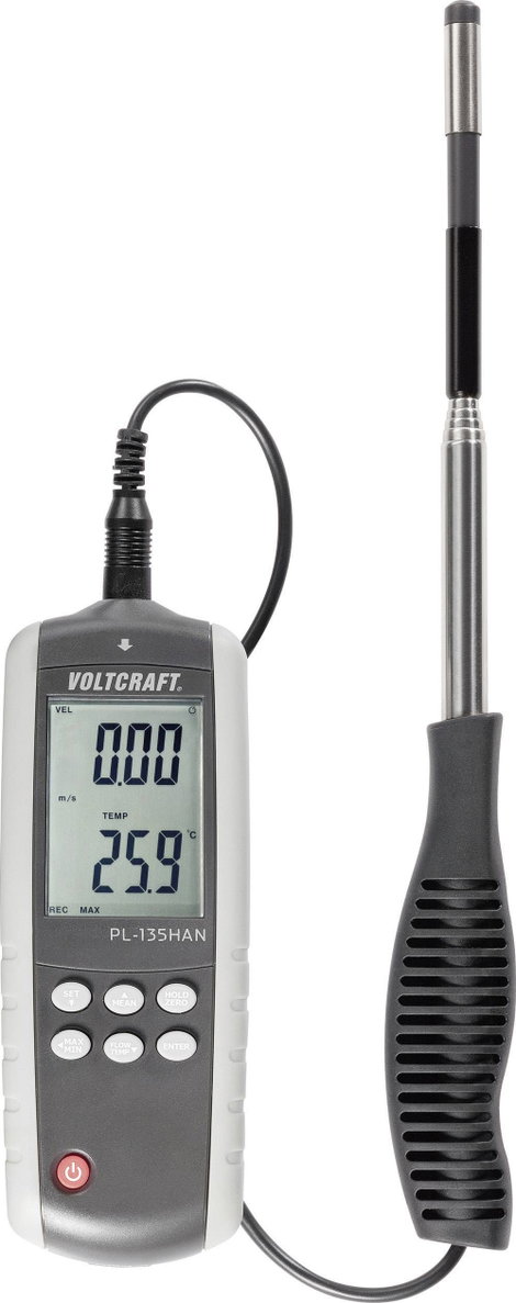 Anemométer, légáramlásmérő hőmérővel, USB csatlakozással, Voltcraft PL-135HAN