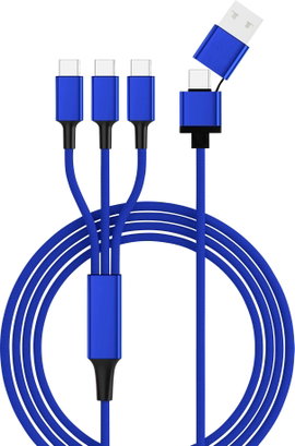 Smrter USB töltőkábel USB 2.0 USB-A dugó, USB-C® dugó, USB-C® dugó, USB-C® dugó 1.20 m Kék SMRTER_TR