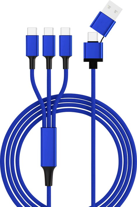 Smrter USB töltőkábel USB 2.0 USB-A dugó, USB-C® dugó, USB-C® dugó, USB-C® dugó 1.20 m Kék SMRTER_TR