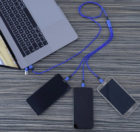 Smrter USB töltőkábel USB 2.0 USB-A dugó, USB-C® dugó, USB-C® dugó, USB-C® dugó 1.20 m Kék SMRTER_TR 2. kép