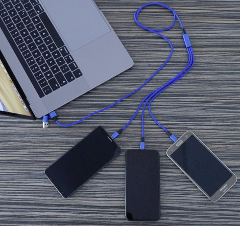 Smrter USB töltőkábel USB 2.0 USB-A dugó, USB-C® dugó, USB-C® dugó, USB-C® dugó 1.20 m Kék SMRTER_TR 4. kép