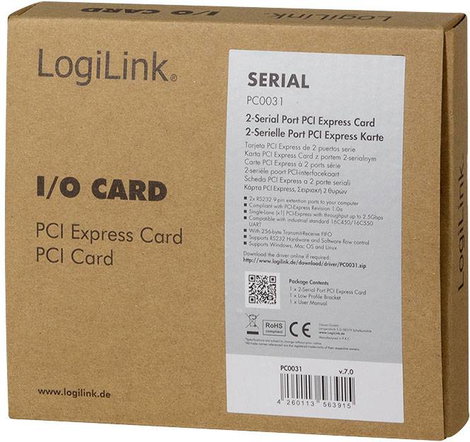 LogiLink PC0031 Soros dugaszkártya Soros (9 pólusú) PCIe 3. kép
