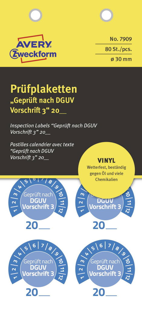 Avery-Zweckform 7909 Ellenőrző plakett 20XX Kék (Ø) 30 mm 30 mm 80 db 6. kép