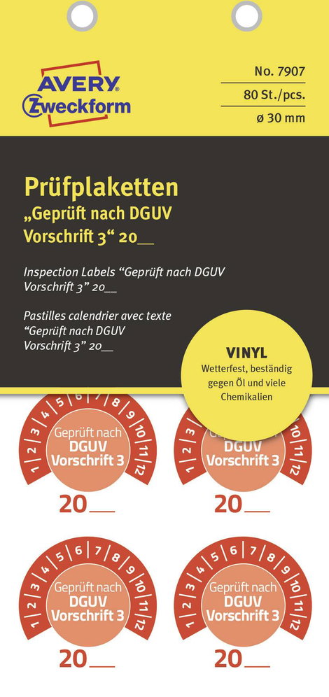 Avery-Zweckform 7907 Ellenőrző plakett 20XX Piros (Ø) 30 mm 30 mm 80 db 6. kép