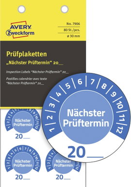 Avery-Zweckform 7906 Ellenőrző plakett 20XX Kék (Ø) 30 mm 30 mm 80 db
