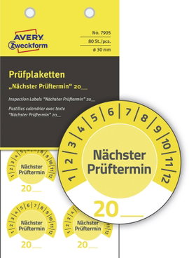 Avery-Zweckform 7905 Ellenőrző plakett 20XX Sárga (Ø) 30 mm 30 mm 80 db