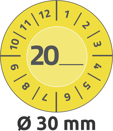 Avery-Zweckform 7902 Ellenőrző plakett 20XX Sárga (Ø) 30 mm 30 mm 80 db 7. kép