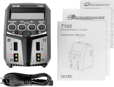 Modellakku töltő 5 A, ólom, LiFePO, LiHV, Lítiumion, LiPolimer, NiCd, NiMH, SKYRC T100 2. kép
