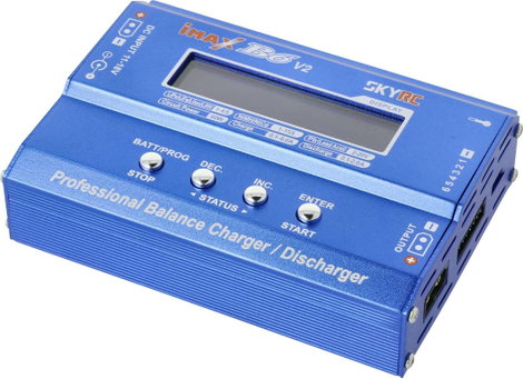 SKYRC B6DC V2 Modell töltő 6 A Ólom, LiFePO, LiHV, Lítiumion, LiPolimer, NiCd, NiMH Időzített kikapc