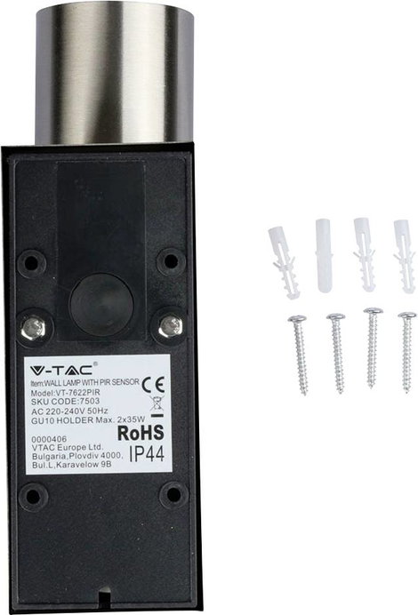 V-TAC VT-7622PIR 7503 LED-es kültéri fali lámpa LED GU10 Nemesacél 4. kép