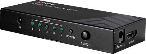 LINDY 5 Port HDMI 18G Switch 5 port HDMI switch Távirányítóval 3840 x 2160 pixel 3. kép