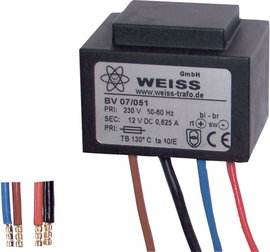 Weiss Elektrotechnik 07/051 Kompakt tápegység transzformátor 1 x 230 V 1 x 12 V/DC 7.50 W 625 mA