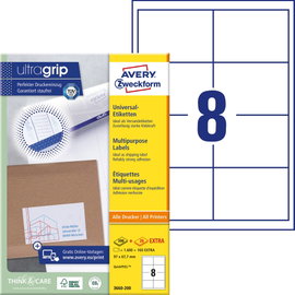 Avery-Zweckform 3660-200 Univerzális etikett 97 x 67.7 mm Papír Fehér 1760 db Véglegesen tapadó Szín