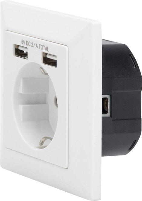 Digitus DA-70613 Süllyeszthető dugalj USB-vel Fehér 5. kép