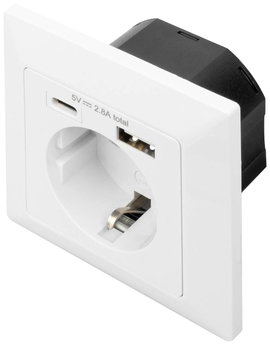 Digitus DA-70615 Süllyeszthető dugalj USB-vel Fehér