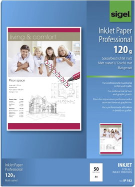 Sigel Inkjet Paper Professional IP182 Tintasugaras nyomtatópapír DIN A4 120 g/m² 50 lap Magasfehér