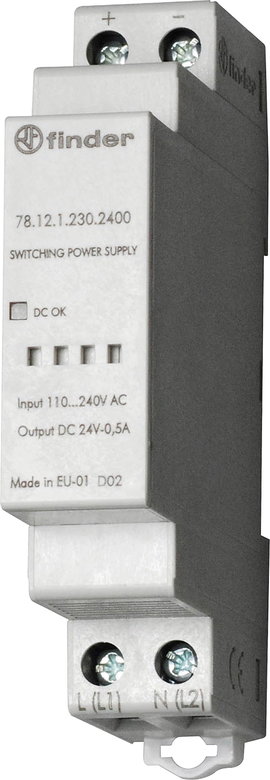 Finder 78.12.1.230.1200 Kalapsínes tápegység 12 V/DC 1.25 A 12 W Tartalom, tartalmi egységek rendelé