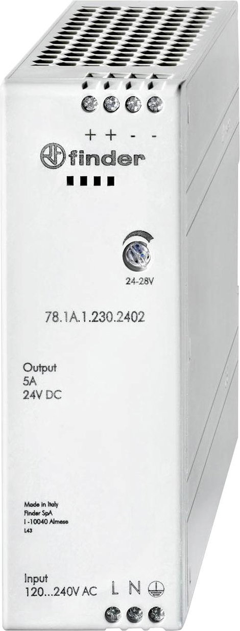 Finder 78.1A.1.230.2402 Kalapsínes tápegység 24 V/DC 5 A 120 W Tartalom, tartalmi egységek rendelése