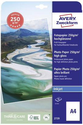 Avery-Zweckform Premium Photo Paper Inkjet 2739 Fénykép papír DIN A4 250 g/m² 40 lap Magasfényű