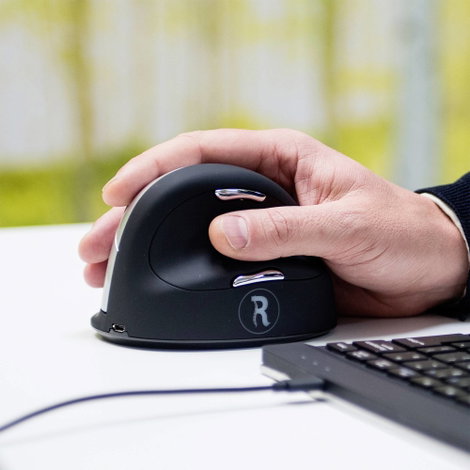 R-GO Tools HE (RGOHELAWL) Ergonomikus egér Rádiójel vezérlésű Méret: L Optikai Fekete/ezüst 5 Gombok 2. kép