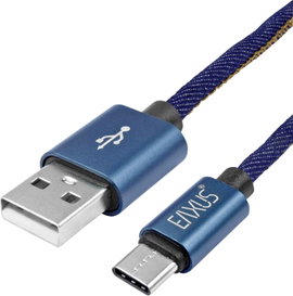 Eaxus USB töltőkábel USB-A dugó, USB-C® dugó 1.00 m Kék 4260183016106