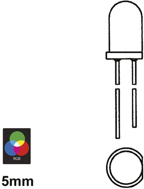 Velleman LED5/RGB LED RGB RGB Kerek 5 mm 750 mcd, 1500 mcd, 750 mcd 20 mA 3. kép
