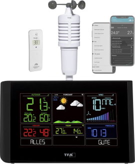 TFA Dostmann VIEW BREEZE 35.8001.01 WLAN időjárásjelző állomás Előrejelzés WiFi-vel 7 nap Érzékelők 