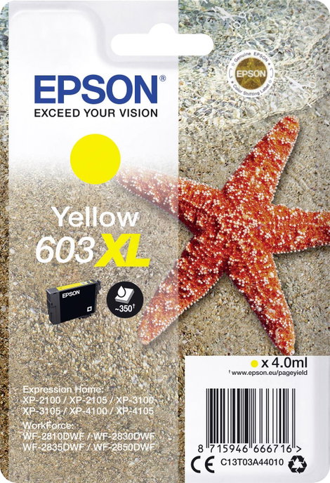 Epson T03A44, 603XL #####Tinte Eredeti helyettesíti Epson C13T03A44010 Sárga