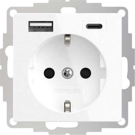 2USB 2U-449511 1 részes Földelt csatlakozó aljzat USB töltőkimenettel, Gyermekvédelem, VDE IP20 Tisz