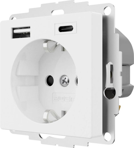 2USB 2U-449511 1 részes Földelt csatlakozó aljzat USB töltőkimenettel, Gyermekvédelem, VDE IP20 Tisz 5. kép