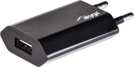 Akyga AK-CH-03BK USB-s töltőkészülék 5 W Aljzat dugó Kimeneti áram (max.) 1 A Kimenetek száma: 1 x U 2. kép