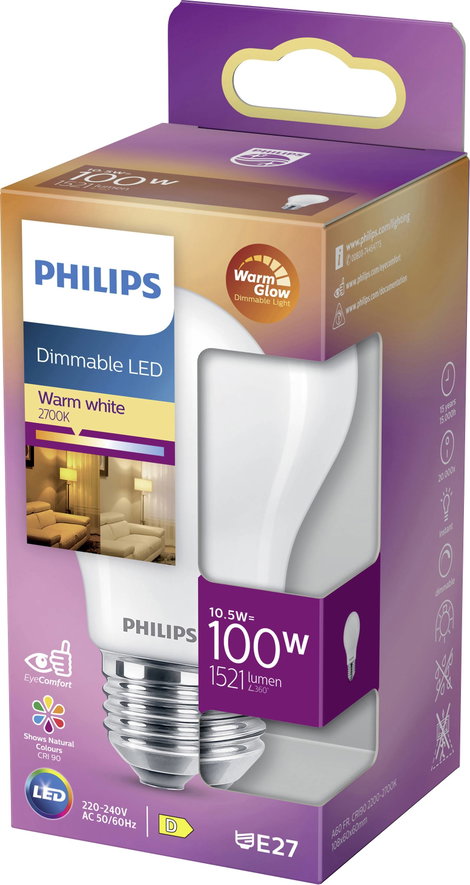 Philips Lighting 871951432411400 LED EEK D (A - G) E27 Izzólámpa forma 11.5 W = 100 W Melegfehér (Ø 5. kép