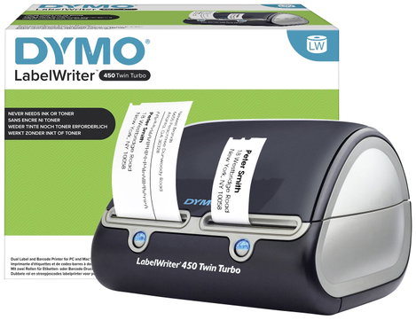 DYMO LabelWriter 450 Twin Turbo Címkenyomtató Termodirekt 300 x 600 dpi Etikett szélesség (max.): 56