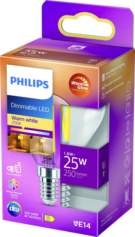 Philips Lighting 871951432417600 LED EEK D (A - G) E14 Csepp forma 2.5 W = 25 W Melegfehér (Ø x H) 4 5. kép