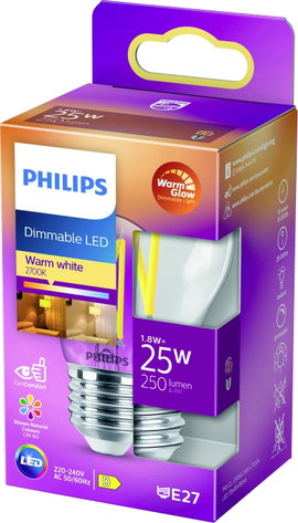 Philips Lighting 871951432419000 LED EEK D (A - G) E27 Csepp forma 2.5 W = 25 W Melegfehér (Ø x H) 4