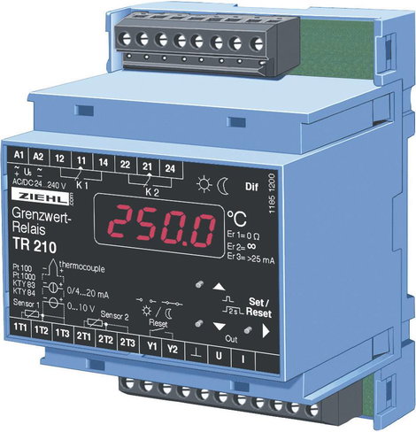 Ziehl TR 210 Hőmérséklet szabályozó KTY -270 - 1820 °C Relé, 5 A, Analóg áram (H x Sz x Ma) 58 x 70