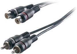 RCA audio kábel, 2x RCA dugó - 2x RCA aljzat, 3 m, fekete, SpeaKa Professional 325095