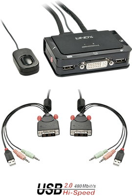 LINDY LINDY DVI KVM Switch 2 Port USB Audio 2 port KVM átkapcsoló