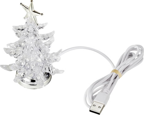 USB-s karácsonyfa, RGB átlátszó/ezüst, Sygonix SY-4722058 3. kép