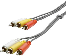 RCA AV kábel, 3x RCA dugó - 3x RCA dugó, 3 m, fekete, SpeaKa Professional