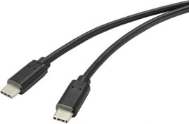 Renkforce USB kábel USB 2.0 USB-C® dugó 1.00 m Fekete antimikrobiális felülettel RF-4716840