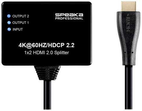 SpeaKa Professional SP-9443508 1+2 port HDMI elosztó Fekete 6. kép