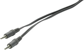 Jack audio kábel, 1x 3,5 mm jack dugó - 1x 3,5 mm jack dugó, 2 m, fekete, lapos, SpeaKa Professional