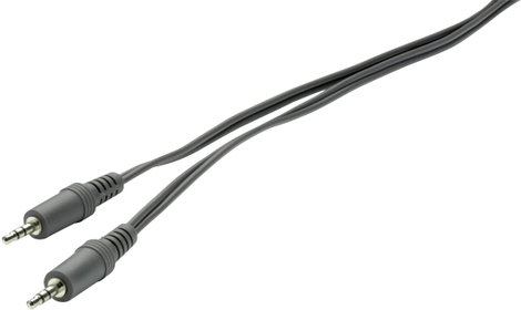 Jack audio kábel, 1x 3,5 mm jack dugó - 1x 3,5 mm jack dugó, 2 m, fekete, lapos, SpeaKa Professional