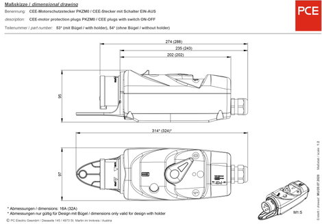 PCE PC Electric 54715530 CEE motorvédő dugó 16 A 5 pólusú 400 V 1 db 3. kép