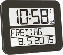 TFA Dostmann 60.4512.01 Rádiójel vezérlésű Falióra 258 mm x 212 mm x 30 mm Fekete