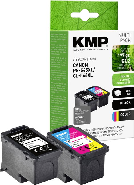 KMP Tinta helyettesíti Canon PG-545XL, CL-546XL Kompatibilis Kombinált csomag Fekete, Cián, Bíbor, S