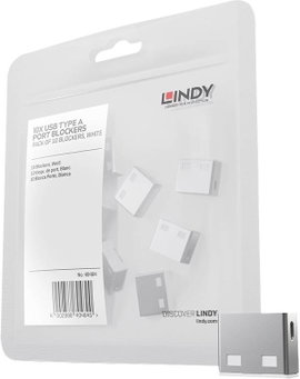 LINDY USB Port Lock USB port zár 10 részes készlet Fehér kulcs nélkül